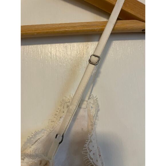 Abercrombie & Fitch lace trim animal print cami tank top chiffon cream y2k Small - Picture 4 of 8